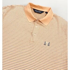 MENS VINTAGE RALPH LAUREN SPORT POLO Shirt NGLA ORANGE STRIPED LARGE